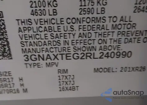2024 Chevrolet Equinox Awd 2Fl from USA, damaged, VIN 3GNAXTEG2RL240990